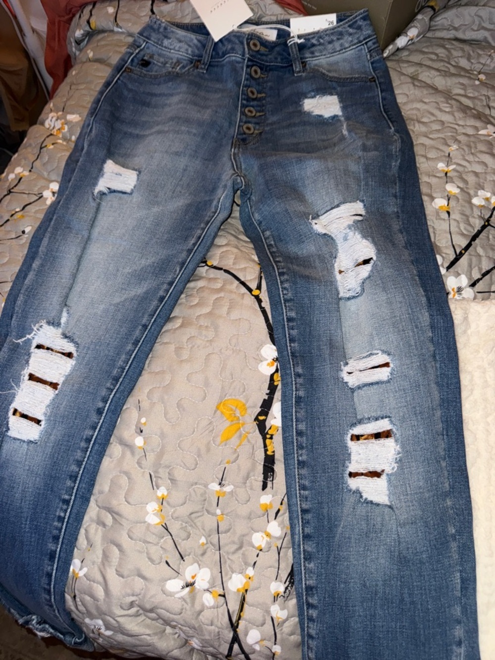 KanCan Ripped Skinny Jeans in Faded Blue
